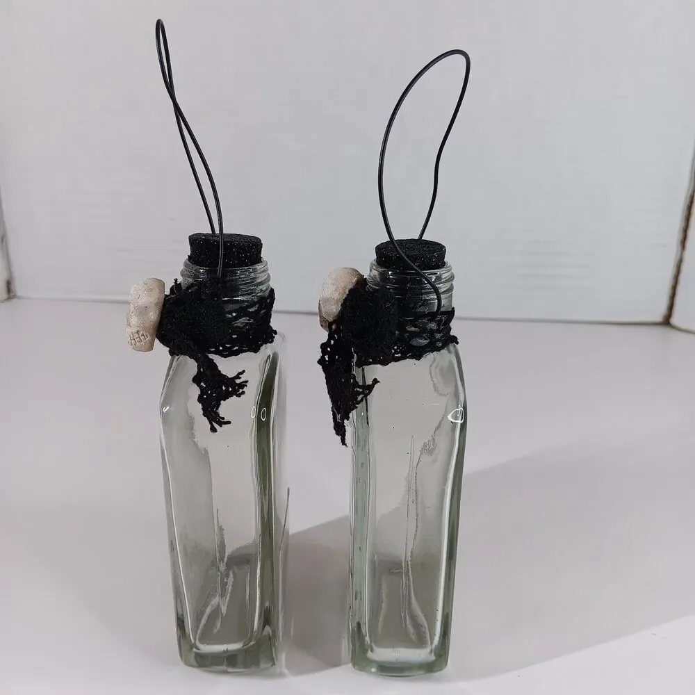 Ashland Magic Apothecary Halloween Decoration Glass Bottle Black Cat Raven Goth